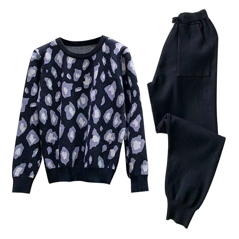 Casual Suit Female Sweatshirt Oversized Leopard Hoodie Outfits Pullover Casual Women'S Tracksuit Winter Clothes