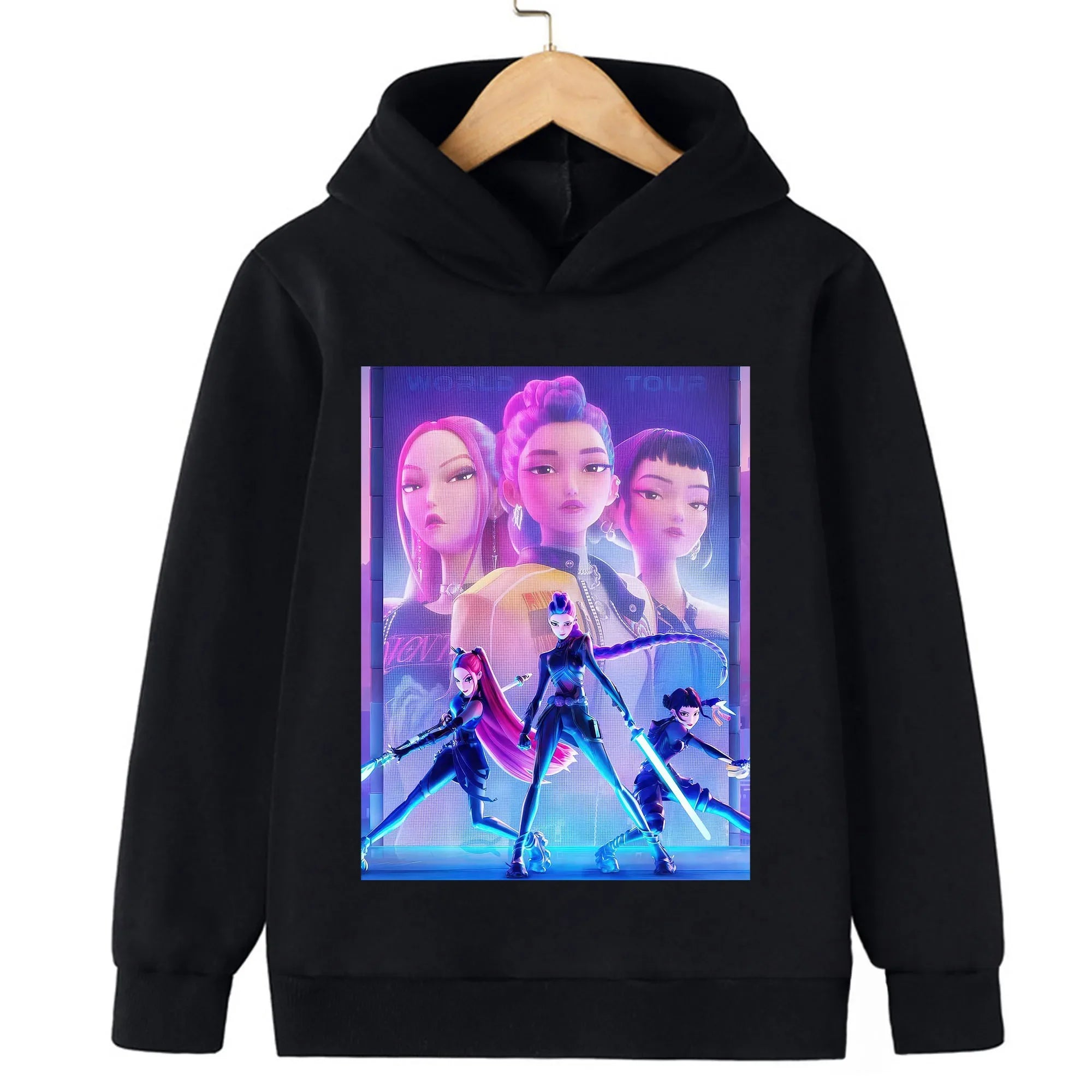 Kpop Hunter Print Spring and Autumn Children's Hooded Fashion, Casual, Comfortable Sports Hoodie
