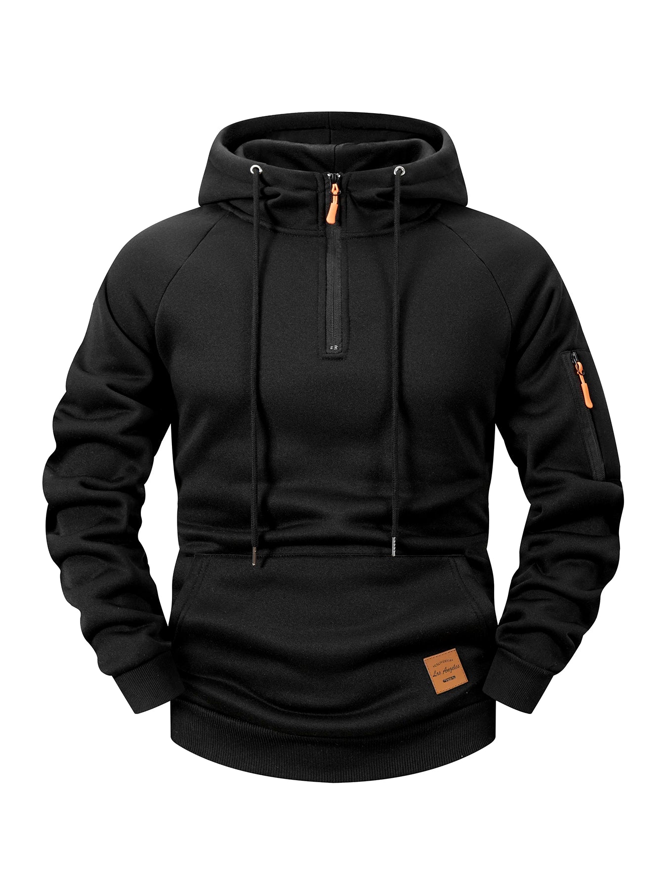 2025 New Men's Multi Pocket Quarter Zipper Hooded Casual Shirt Plus Size Loose Pullover Fashionable Sportswear Top Men Clothing