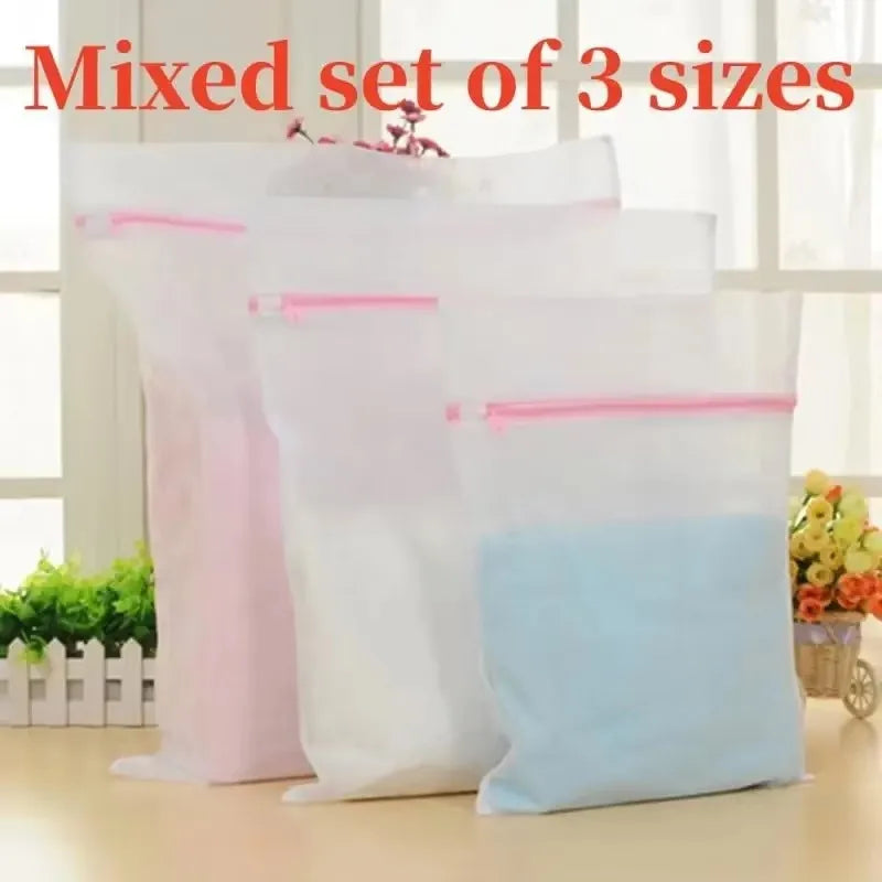 3Pcs/Set Bra Underwear Products Zippered Mesh Laundry Bag Clothing Care Foldable Protection Washing Net Filter For Lingerie Sock