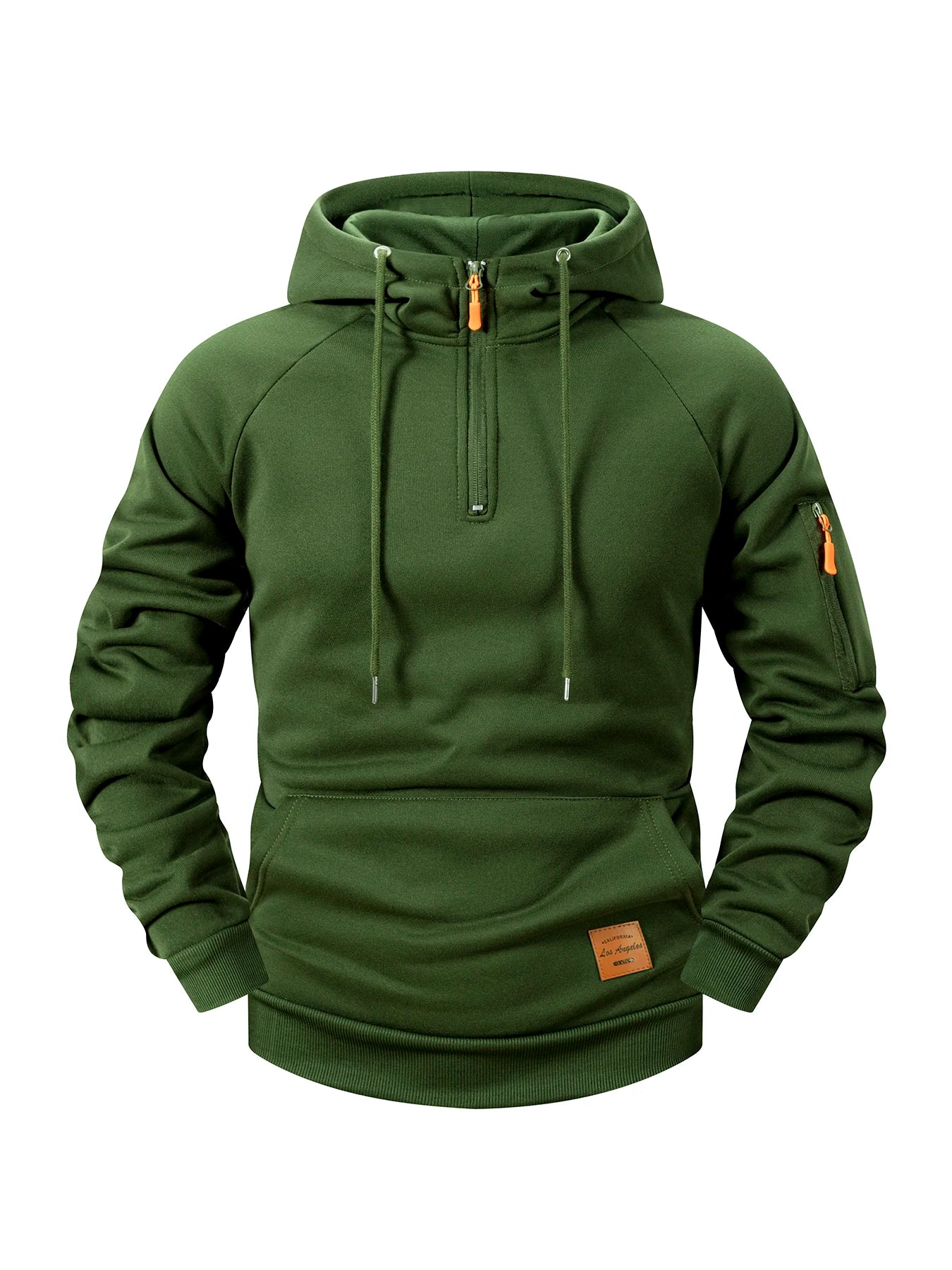 2025 New Men's Multi Pocket Quarter Zipper Hooded Casual Shirt Plus Size Loose Pullover Fashionable Sportswear Top Men Clothing