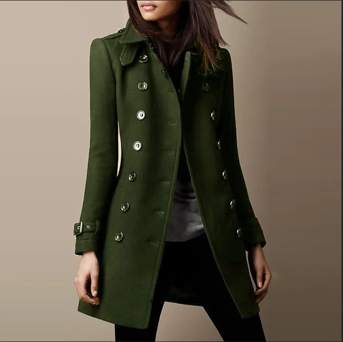 Women Autumn Winter Fashion Casual Coat Long Sleeve Trench Double Breasted Button Coat Warm Outwear abrigos de mujer