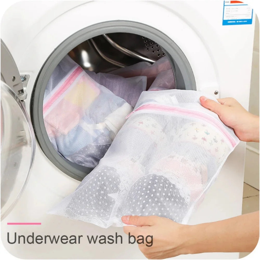 3Pcs/Set Bra Underwear Products Zippered Mesh Laundry Bag Clothing Care Foldable Protection Washing Net Filter For Lingerie Sock