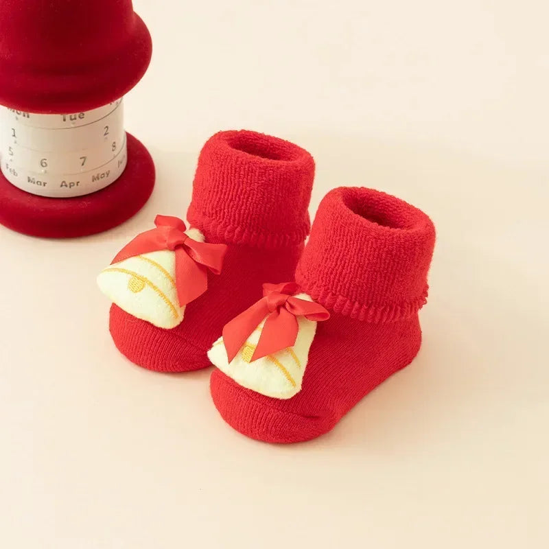 Kids Antislip Socks Infant Christmas Santa Claus Warm Slippers Children Sock Newborn Cotton Winter Baby Girls Boys