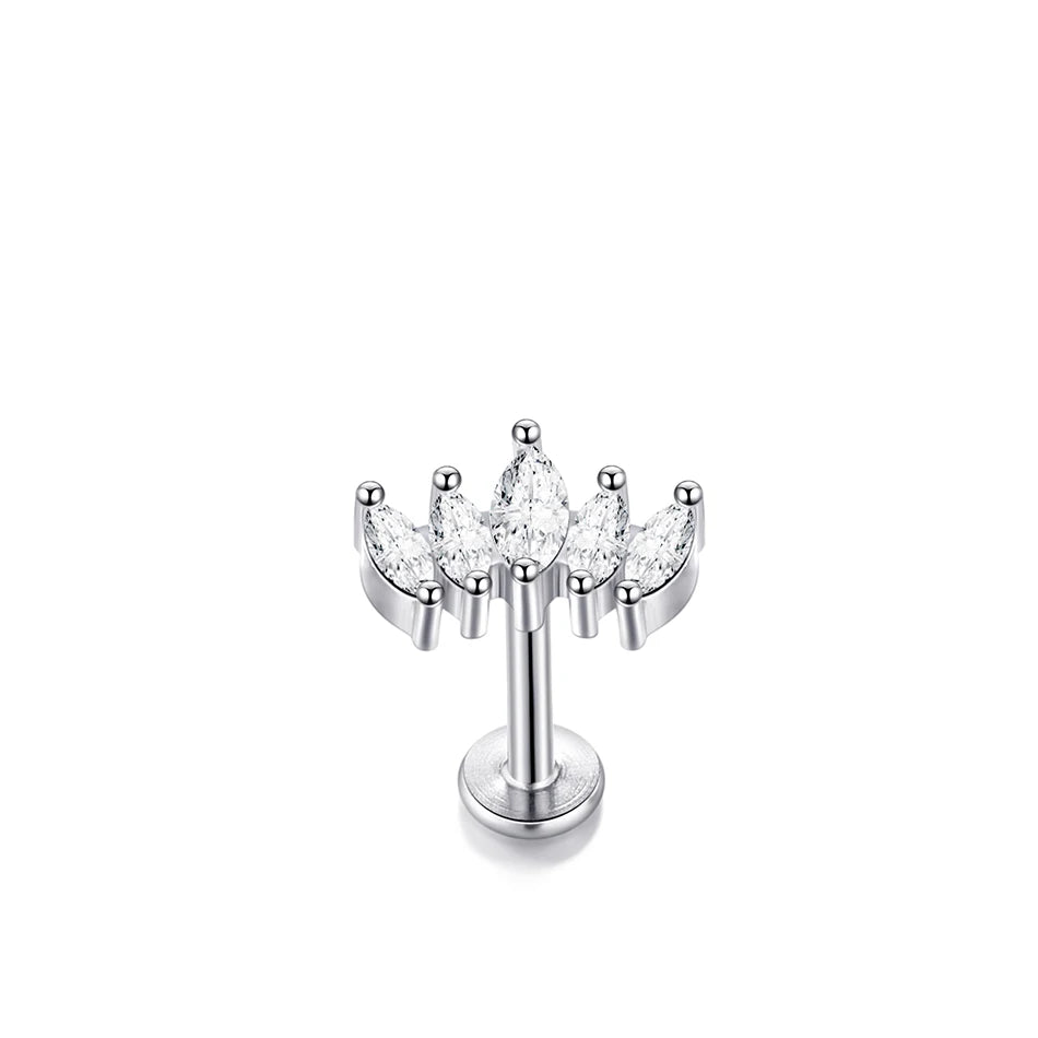 1PC Lip Stud Stainless Steel Ear Piercing Earring Nail Moon Ring Crystal Flower Cross Cartilage Tragus Screw Body Jewelry New