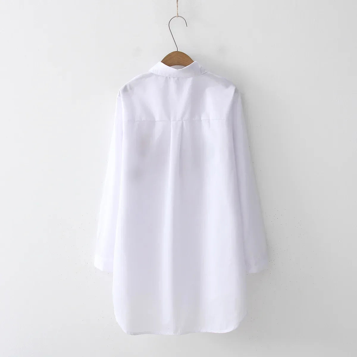 New White Women Blouse 2025 Long Sleeve Cotton Embroidery Blouse Lady Casual Button Design Turn Down Collar Female Shirt