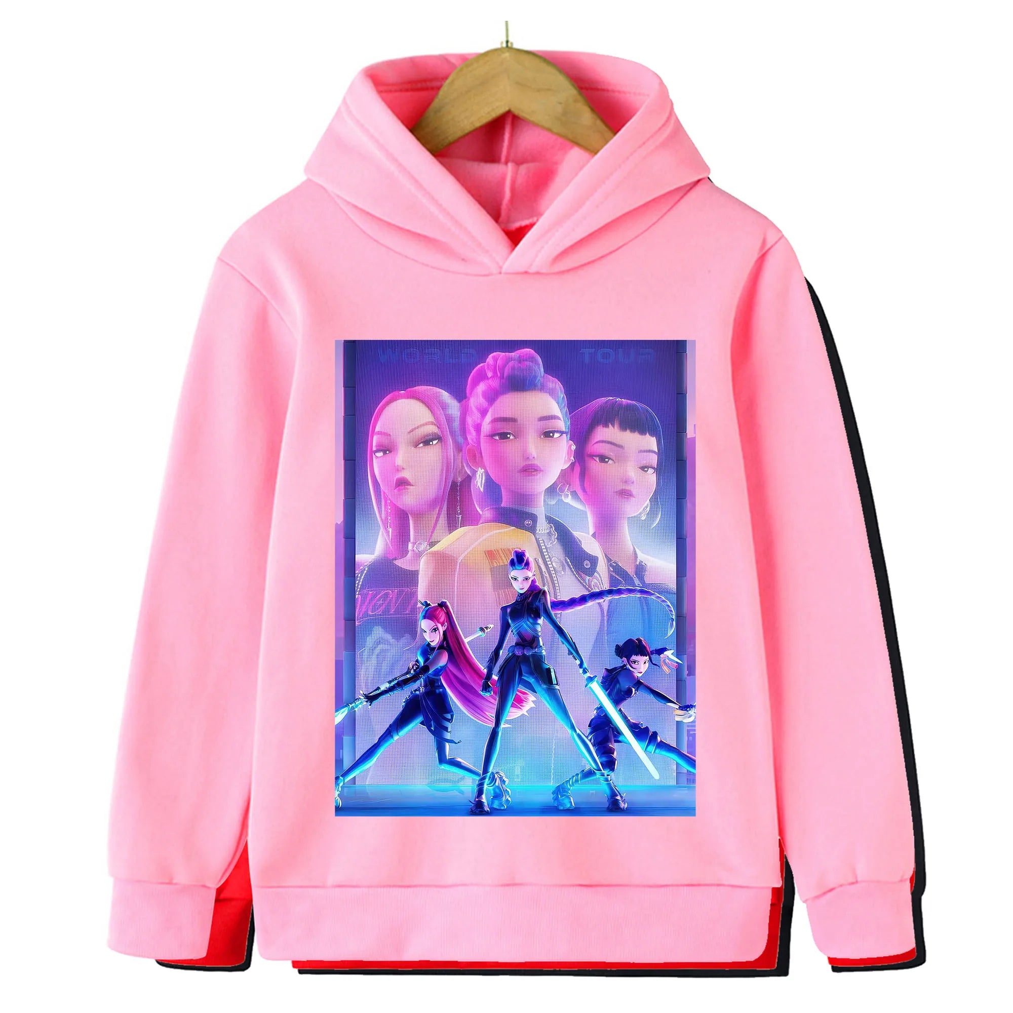 Kpop Hunter Print Spring and Autumn Children's Hooded Fashion, Casual, Comfortable Sports Hoodie