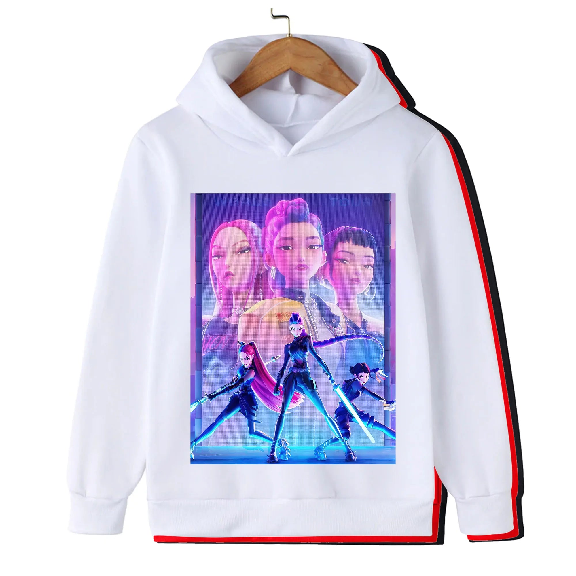 Kpop Hunter Print Spring and Autumn Children's Hooded Fashion, Casual, Comfortable Sports Hoodie