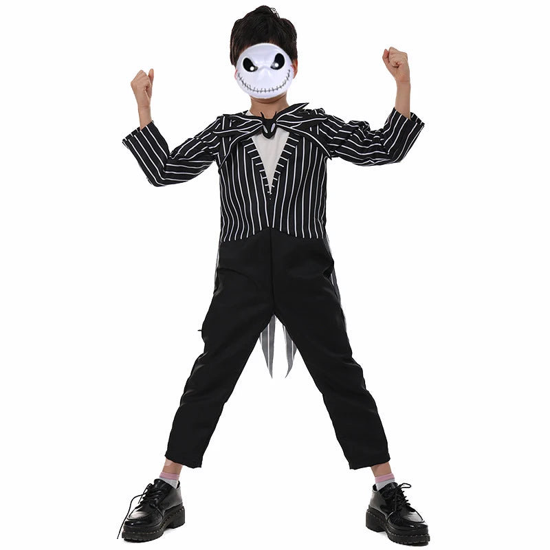 Halloween Costumes for Girls Black Jumpsuit for Boys Witch Cosplay Dress Christmas for Kids Party Dress Up Carnival Clothes