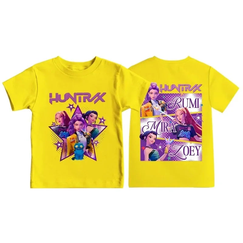 Kpop Demon Hunters Print Graphic Tshirt Summer Kids Clothes 2025 Movie T Shirt Girls Boys Short Sleeve Tops Comfortable T-shirt