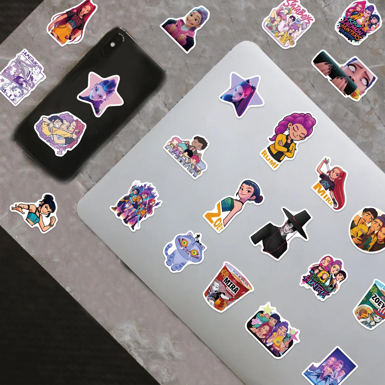 60PCS K-POP DEMON HUNTERS HUNTR/X Cartoon Graffiti Stickers Phone Guitar Laptop Notebook Suitcase Waterproof Sticker Kids Toys
