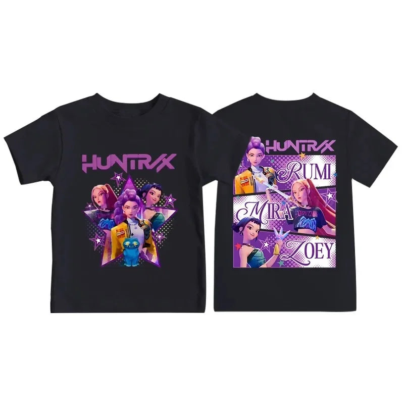 Kpop Demon Hunters Print Graphic Tshirt Summer Kids Clothes 2025 Movie T Shirt Girls Boys Short Sleeve Tops Comfortable T-shirt
