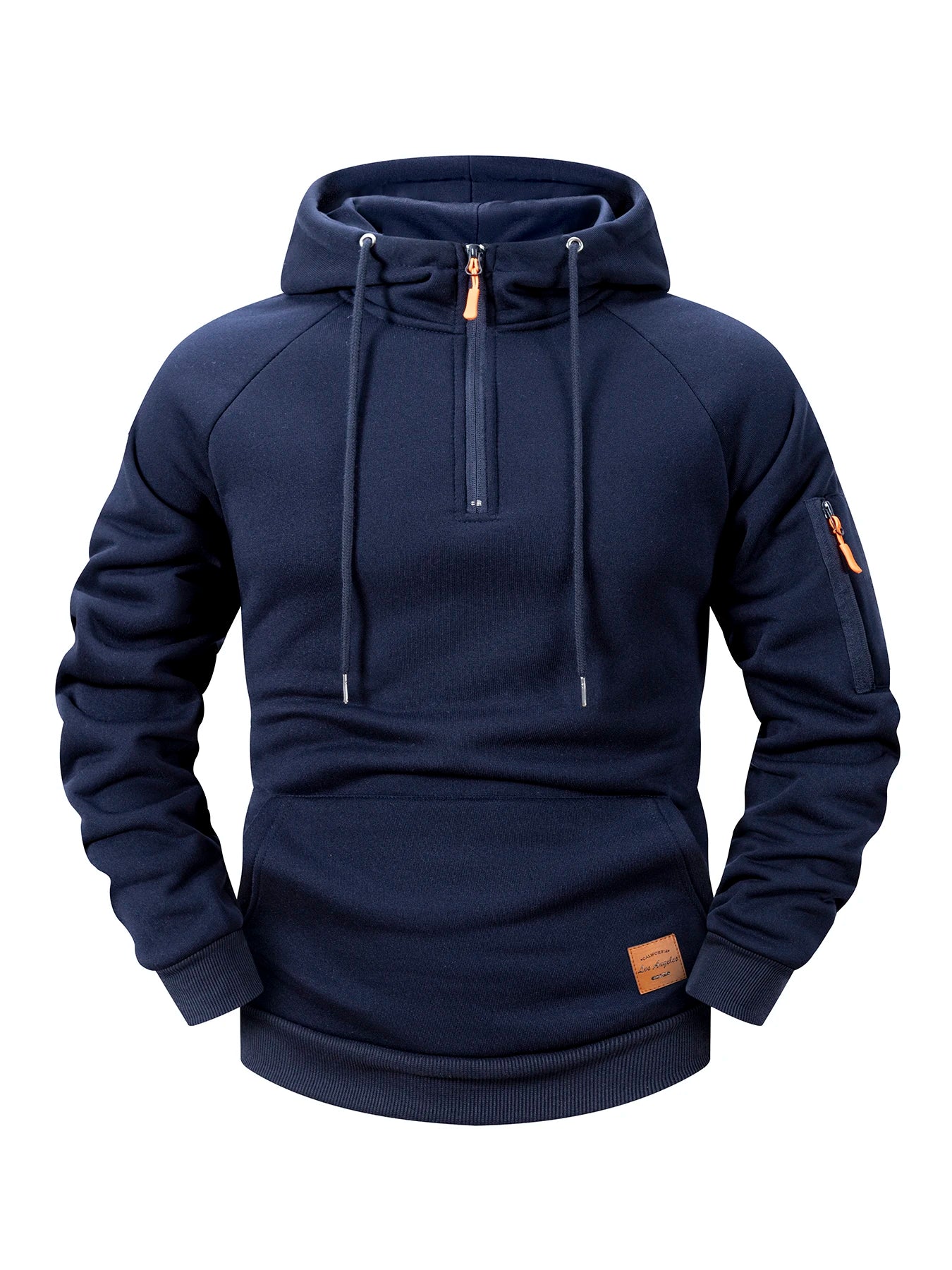 2025 New Men's Multi Pocket Quarter Zipper Hooded Casual Shirt Plus Size Loose Pullover Fashionable Sportswear Top Men Clothing