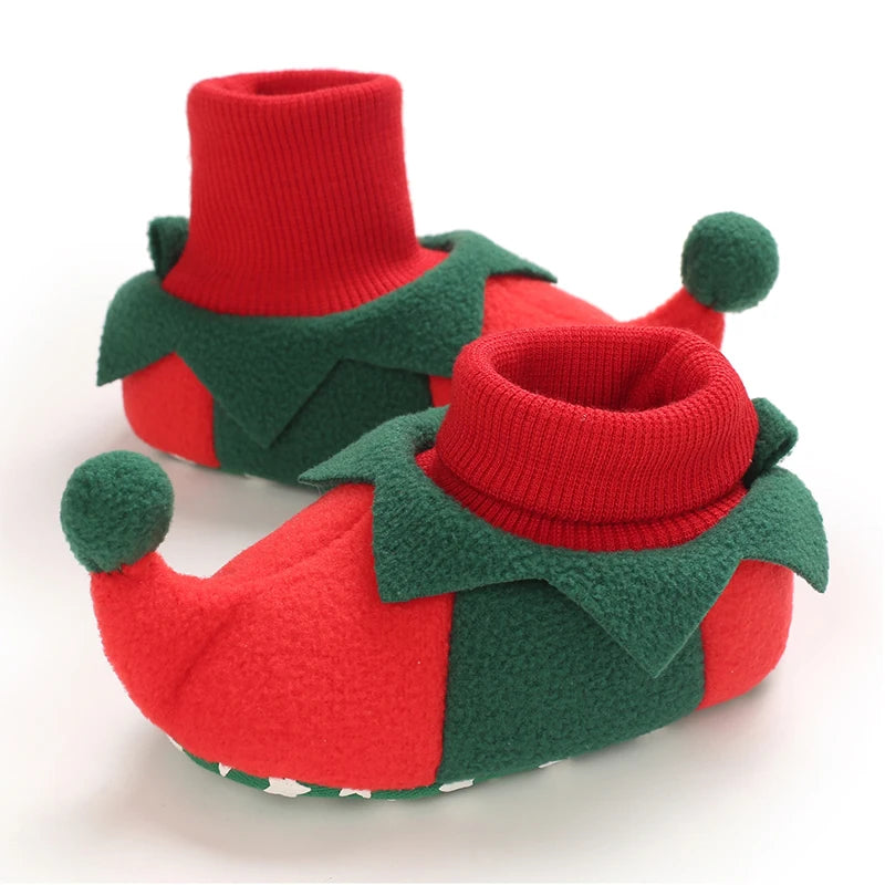 Cute Cartoon Warm Baby Walking Shoes Christmas Winter Role Play 0-18 Months Toddler Footwear Comfortable Soft Soles