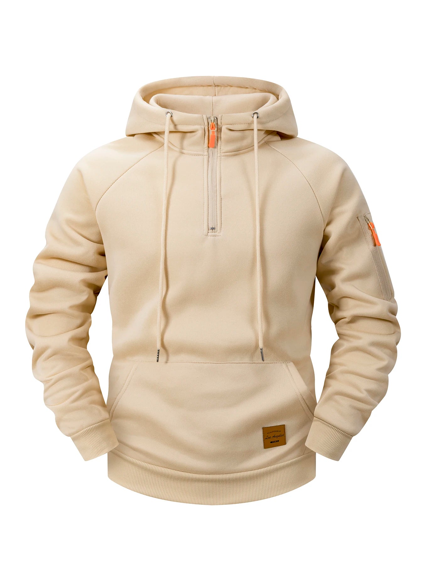2025 New Men's Multi Pocket Quarter Zipper Hooded Casual Shirt Plus Size Loose Pullover Fashionable Sportswear Top Men Clothing