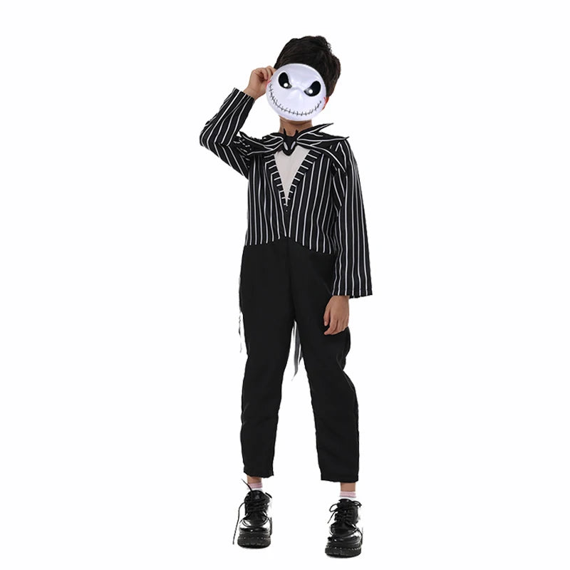 Halloween Costumes for Girls Black Jumpsuit for Boys Witch Cosplay Dress Christmas for Kids Party Dress Up Carnival Clothes
