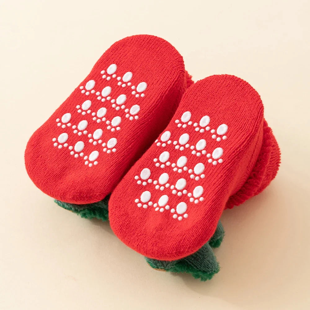 Kids Antislip Socks Infant Christmas Santa Claus Warm Slippers Children Sock Newborn Cotton Winter Baby Girls Boys