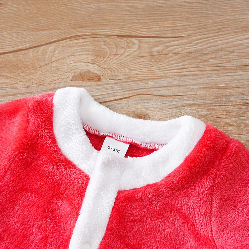 Baby Christmas Clothing Winter Velvet Warm Long Sleeved Jumpsuit Thickened 0-18 Months Role-Playing Outfit