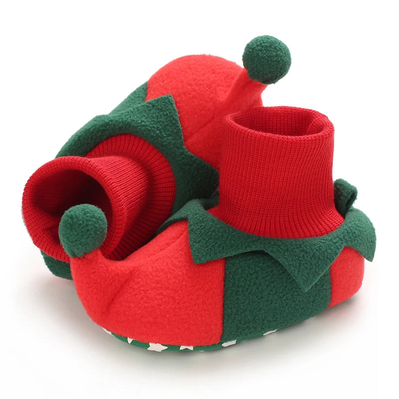 Cute Cartoon Warm Baby Walking Shoes Christmas Winter Role Play 0-18 Months Toddler Footwear Comfortable Soft Soles