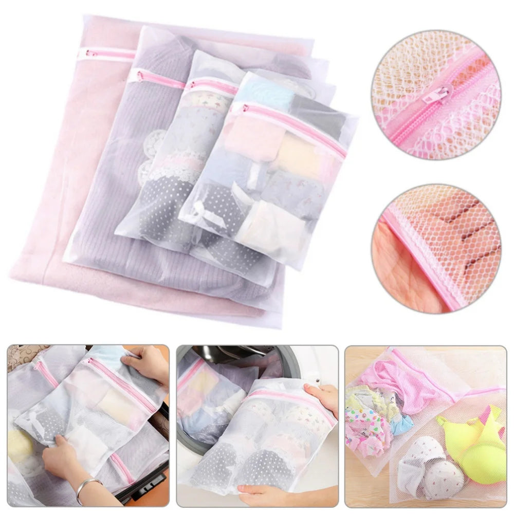 3Pcs/Set Bra Underwear Products Zippered Mesh Laundry Bag Clothing Care Foldable Protection Washing Net Filter For Lingerie Sock
