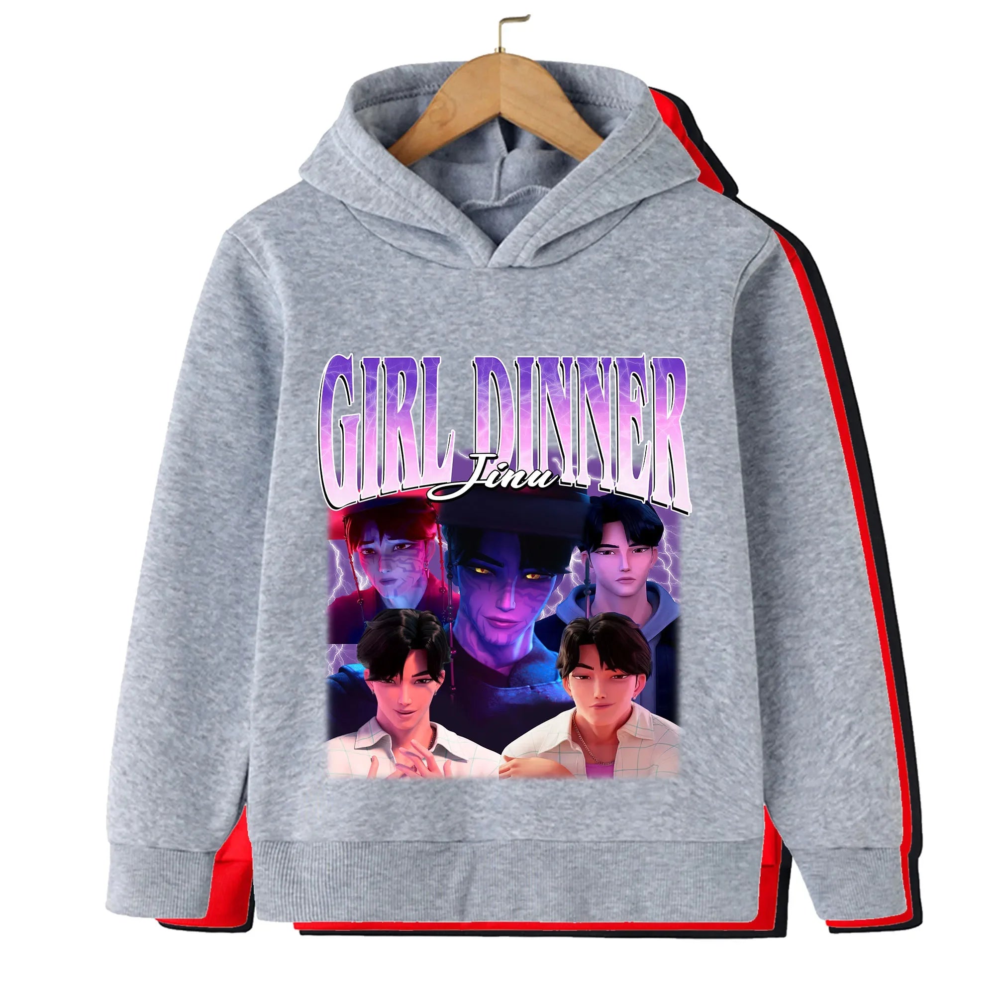 Kpop Hunter Print Spring and Autumn Children's Hooded Fashion, Casual, Comfortable Sports Hoodie