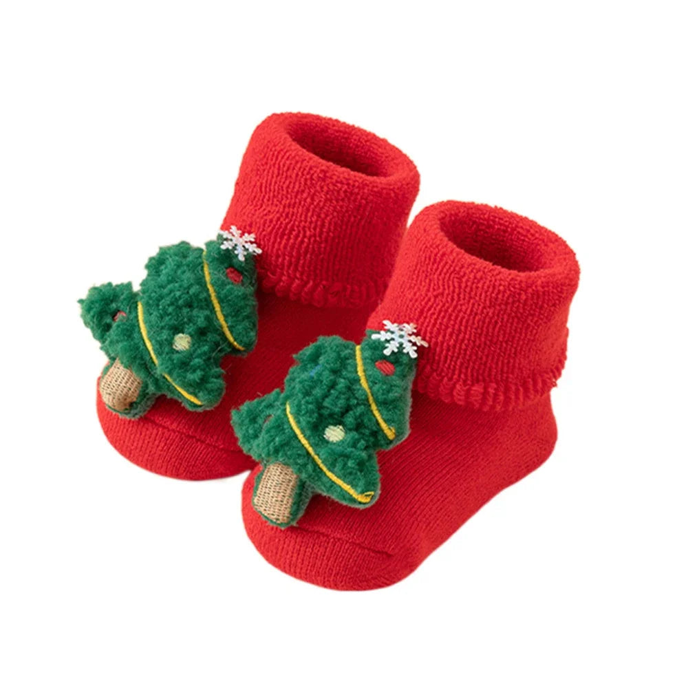 Kids Antislip Socks Infant Christmas Santa Claus Warm Slippers Children Sock Newborn Cotton Winter Baby Girls Boys