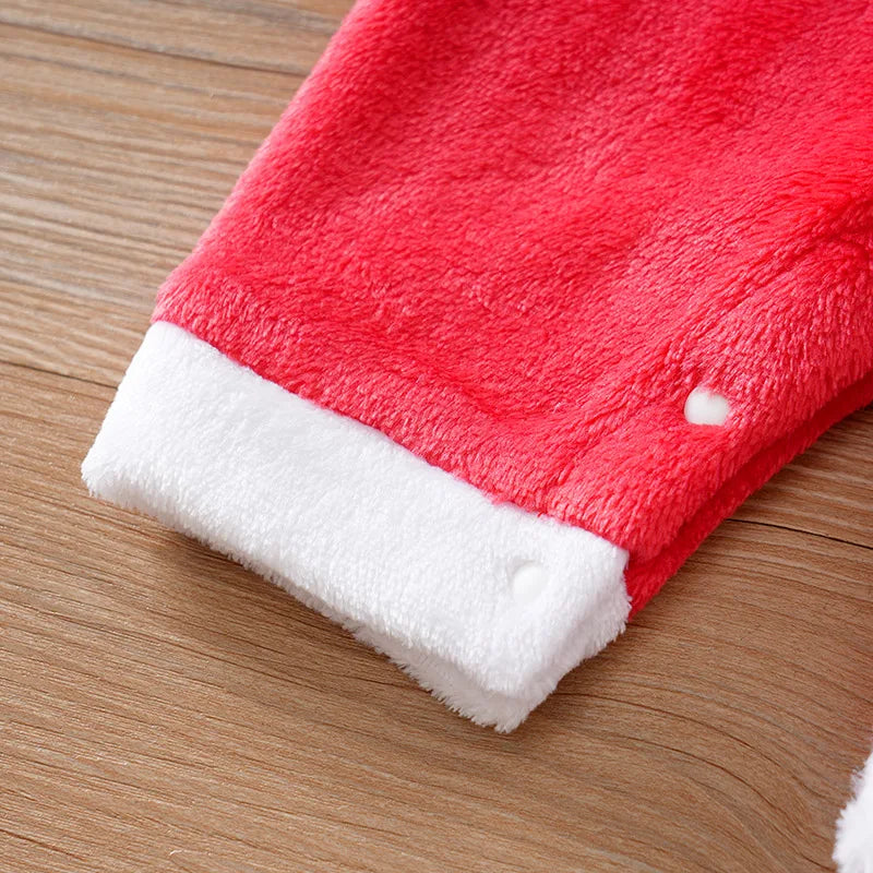 Baby Christmas Clothing Winter Velvet Warm Long Sleeved Jumpsuit Thickened 0-18 Months Role-Playing Outfit