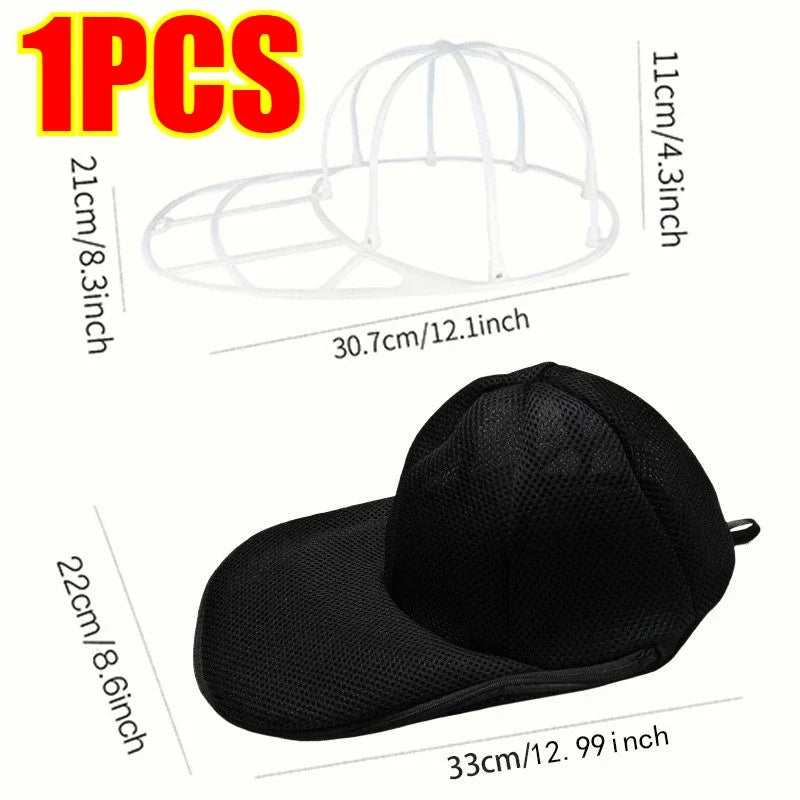 Portable Hat Washing Protection Bag, Anti-Deformation Baseball Cap Cleaning Bag, Washable and Machine Washable - Soft Mesh Stora