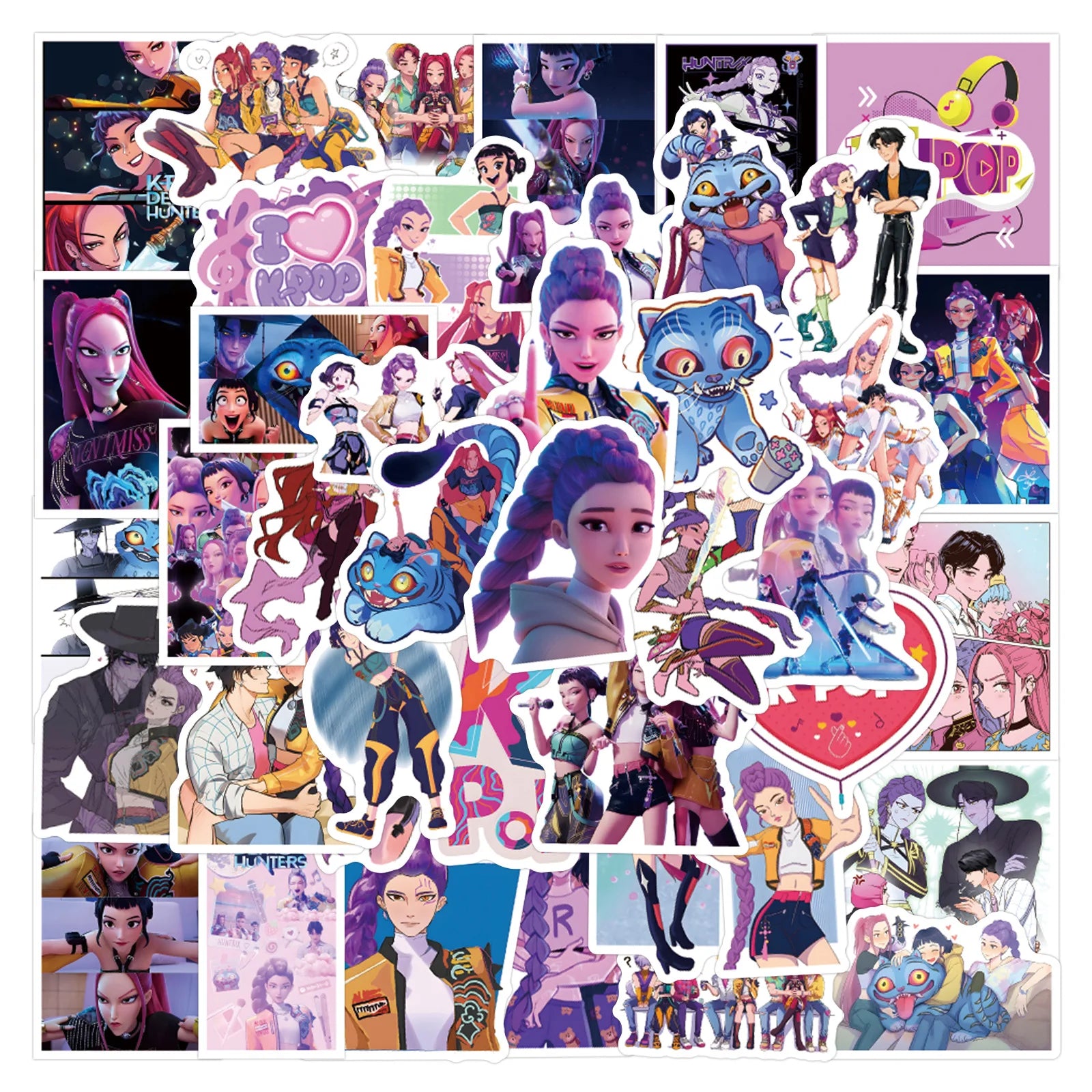 10/55PCS Animated Movie KPop Demon Hunters Stickers Personalized Cool Creative Decorative Water Cup Mobile Case Waterproof Decal