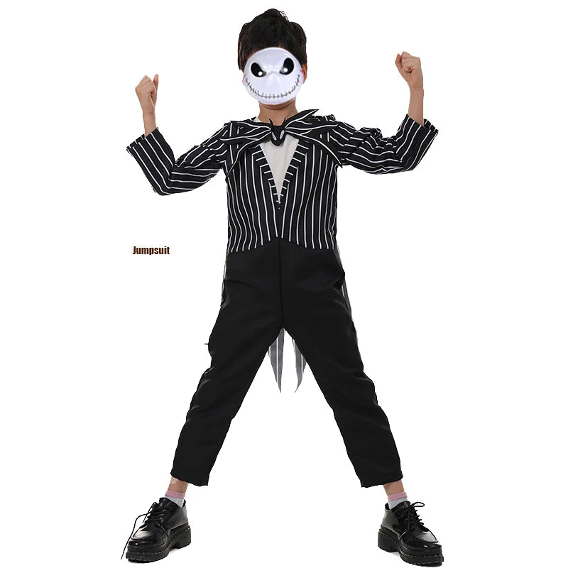 Halloween Costumes for Girls Black Jumpsuit for Boys Witch Cosplay Dress Christmas for Kids Party Dress Up Carnival Clothes