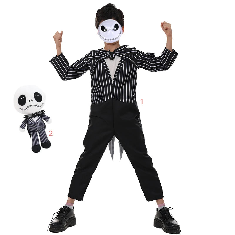 Halloween Costumes for Girls Black Jumpsuit for Boys Witch Cosplay Dress Christmas for Kids Party Dress Up Carnival Clothes