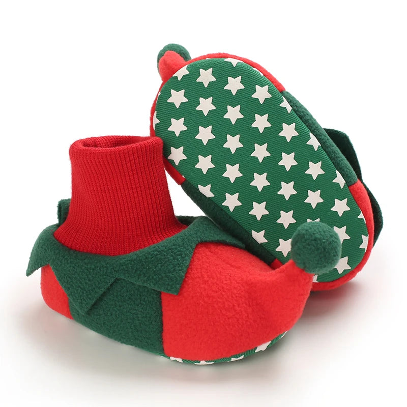 Cute Cartoon Warm Baby Walking Shoes Christmas Winter Role Play 0-18 Months Toddler Footwear Comfortable Soft Soles