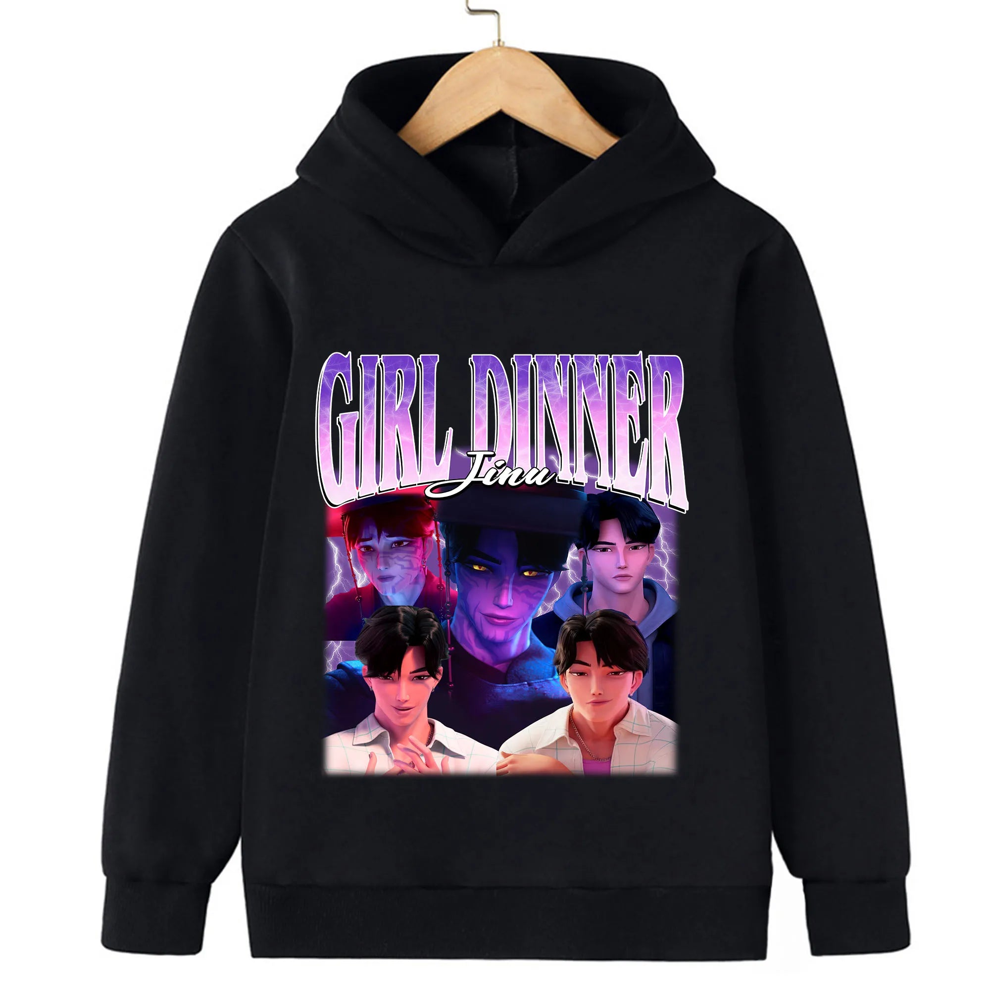 Kpop Hunter Print Spring and Autumn Children's Hooded Fashion, Casual, Comfortable Sports Hoodie