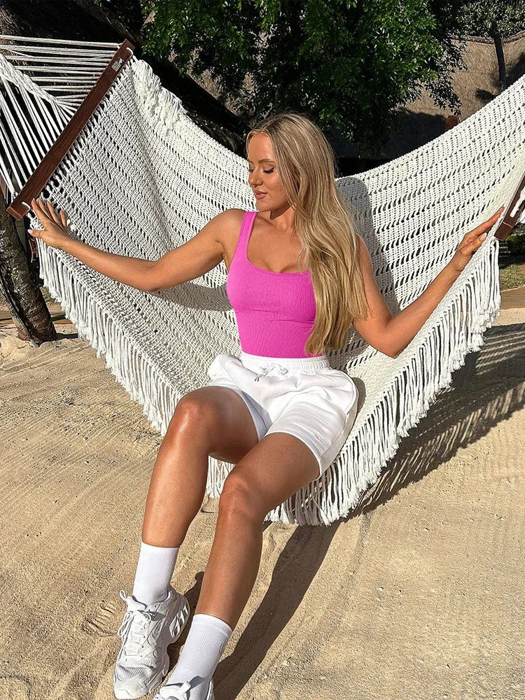 Women Solid Square Neck Ribbed Tank Top Camisole Women Summer Basic Elastic Sleeveless Crop Tops Y2k Clothes