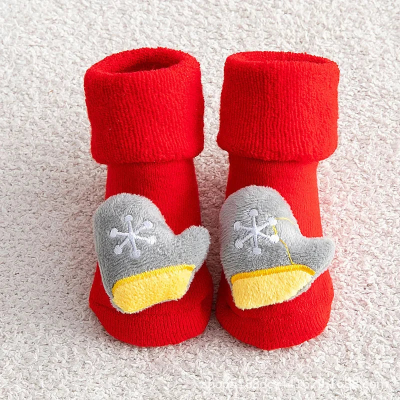 Kids Antislip Socks Infant Christmas Santa Claus Warm Slippers Children Sock Newborn Cotton Winter Baby Girls Boys