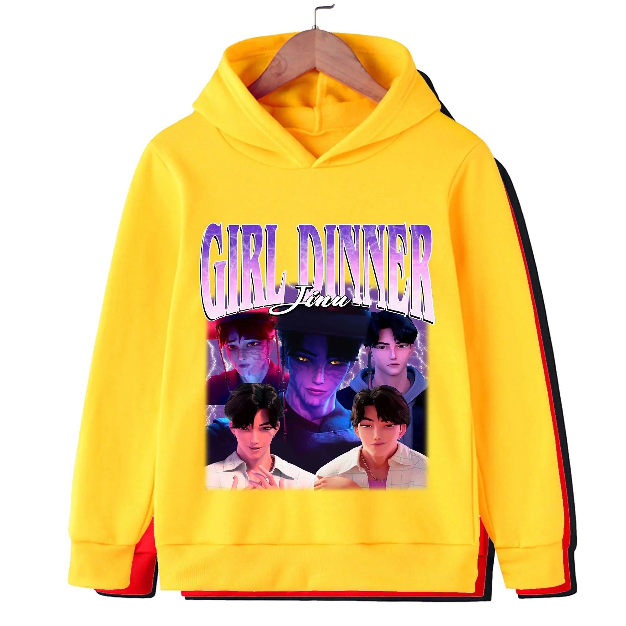 Kpop Hunter Print Spring and Autumn Children's Hooded Fashion, Casual, Comfortable Sports Hoodie