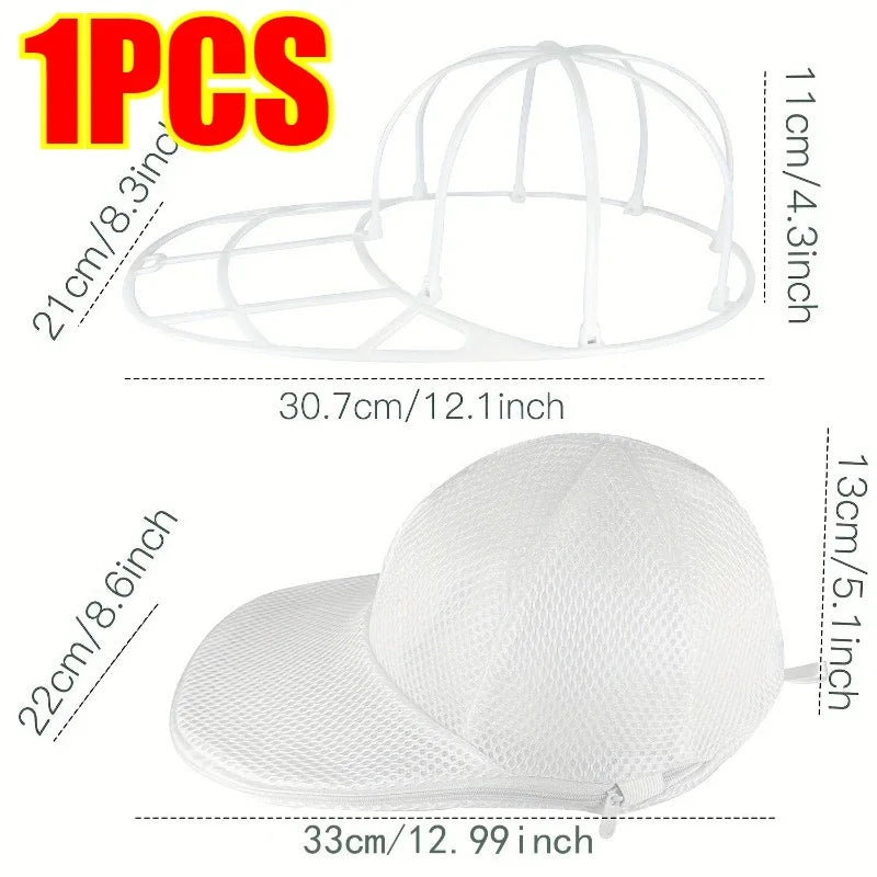 Portable Hat Washing Protection Bag, Anti-Deformation Baseball Cap Cleaning Bag, Washable and Machine Washable - Soft Mesh Stora