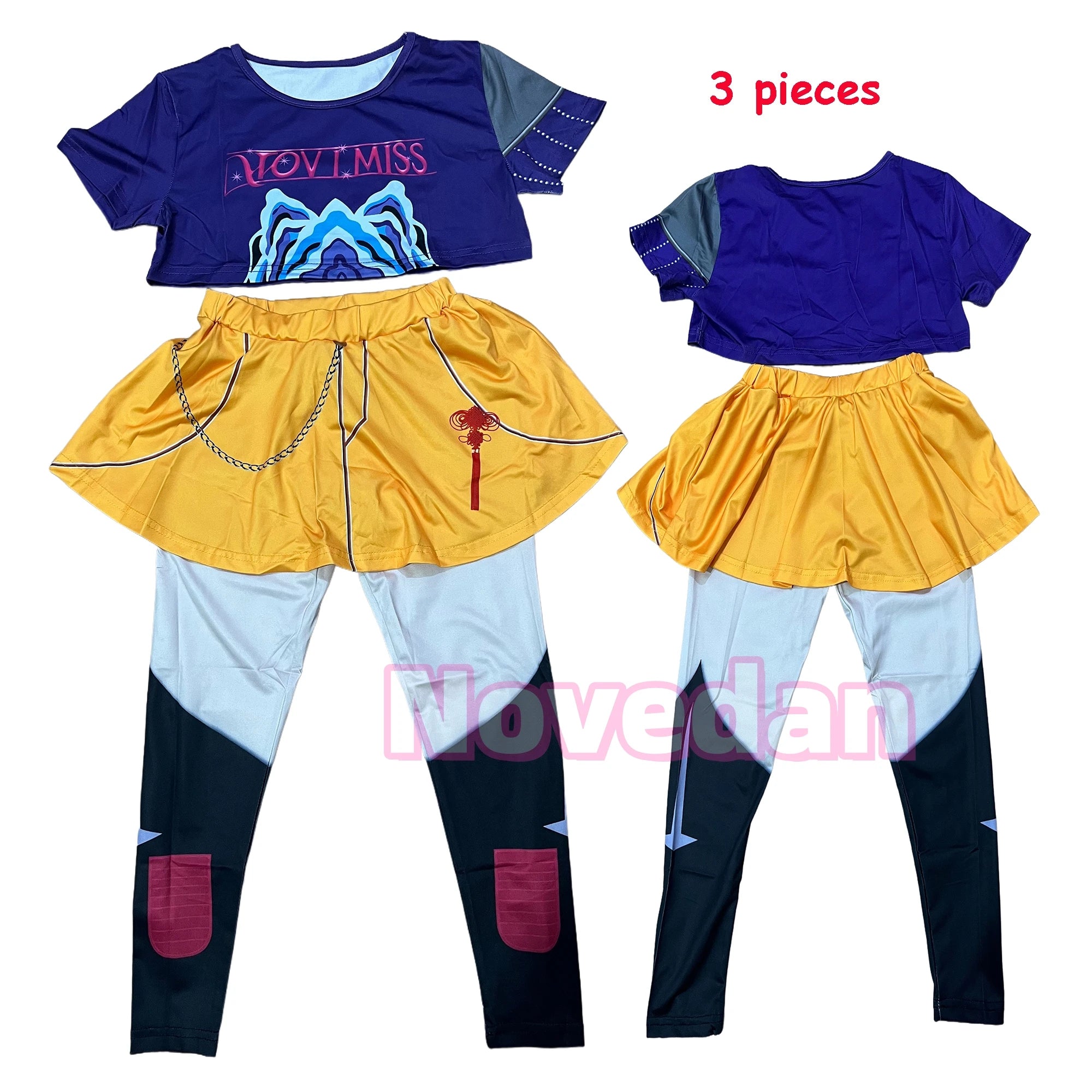 Kpop Demon Hunter Kids Costume Set Golden Huntrix Rumi Zoey Mira Cosplay Girls 3D Print Stage Clothes Halloween Party Outfit