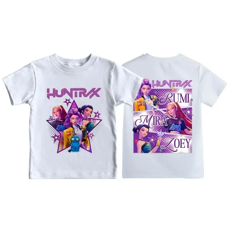 Kpop Demon Hunters Print Graphic Tshirt Summer Kids Clothes 2025 Movie T Shirt Girls Boys Short Sleeve Tops Comfortable T-shirt