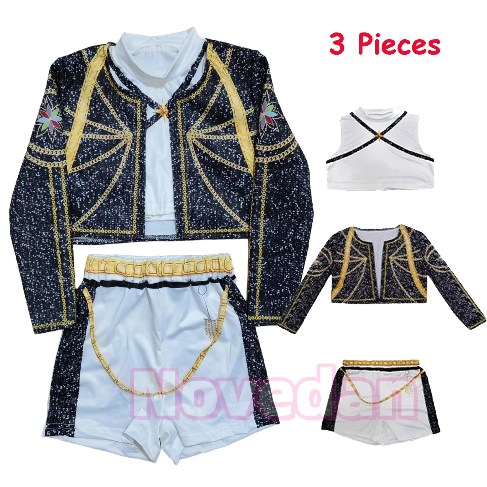 Kpop Demon Hunter Kids Costume Set Golden Huntrix Rumi Zoey Mira Cosplay Girls 3D Print Stage Clothes Halloween Party Outfit