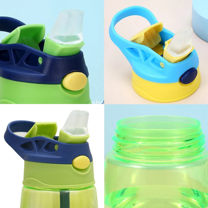 Move K-Pop Demon Hunters Plastic Water Bottle with Straw Letter A-Z Fashion Portable Portable Kettle Girls Cartoon Birthday Gift