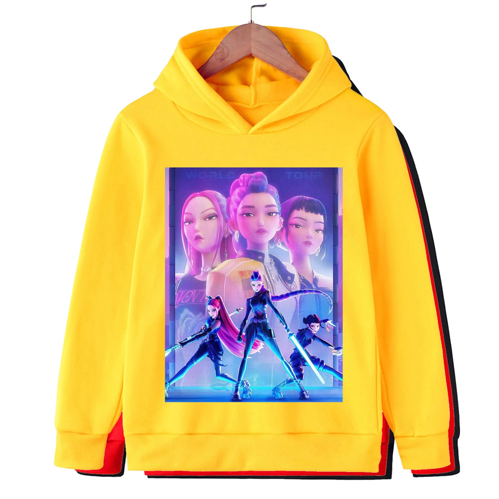 Kpop Hunter Print Spring and Autumn Children's Hooded Fashion, Casual, Comfortable Sports Hoodie