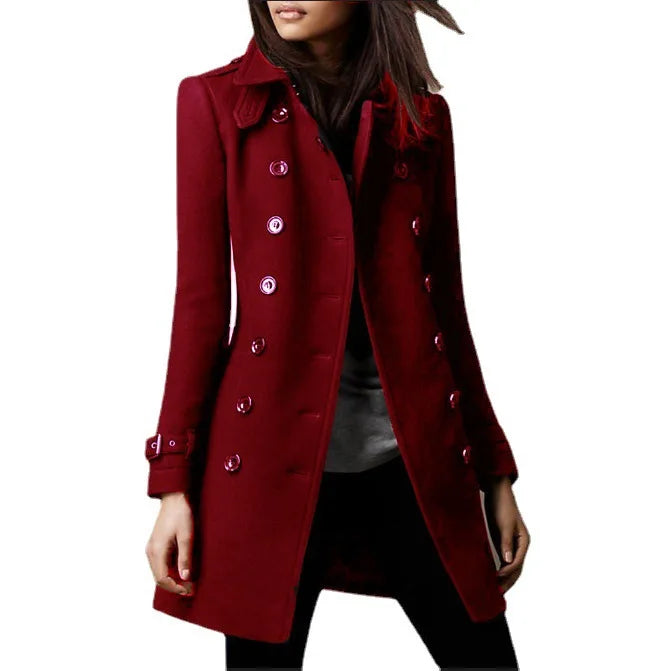Women Autumn Winter Fashion Casual Coat Long Sleeve Trench Double Breasted Button Coat Warm Outwear abrigos de mujer