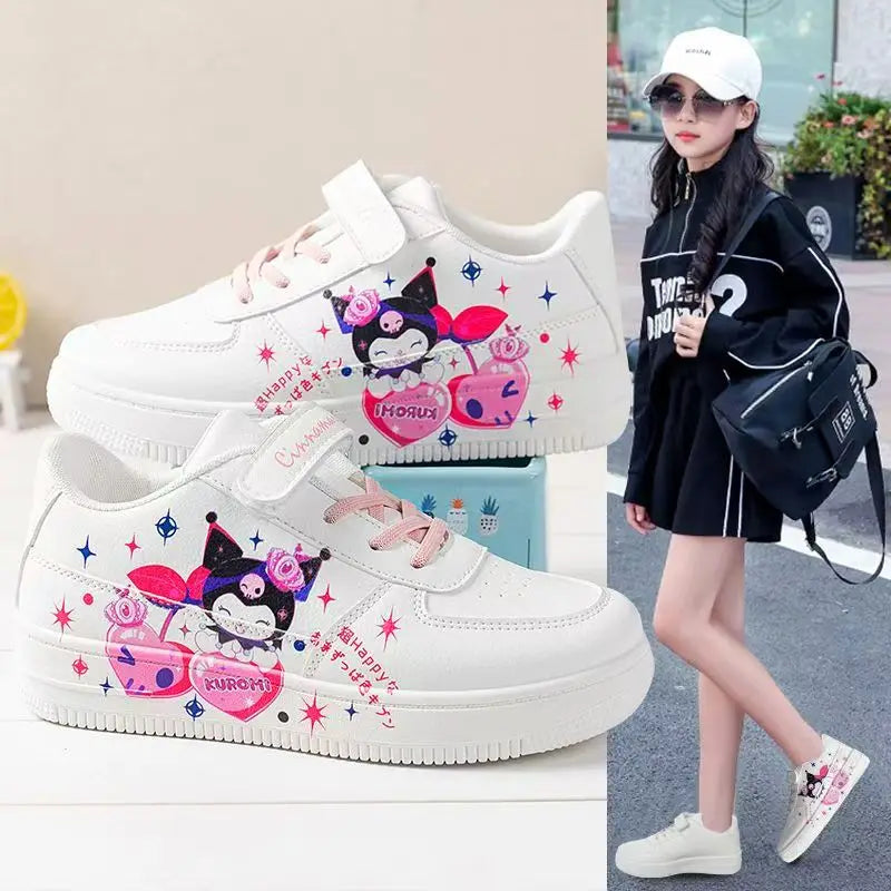 Sanrio Cinnamoroll Girls Sneakers Flat Kawaii Kuromi Casual Shoes Spring and Autumn Student Running Shoes Kids Board Shoes Gift