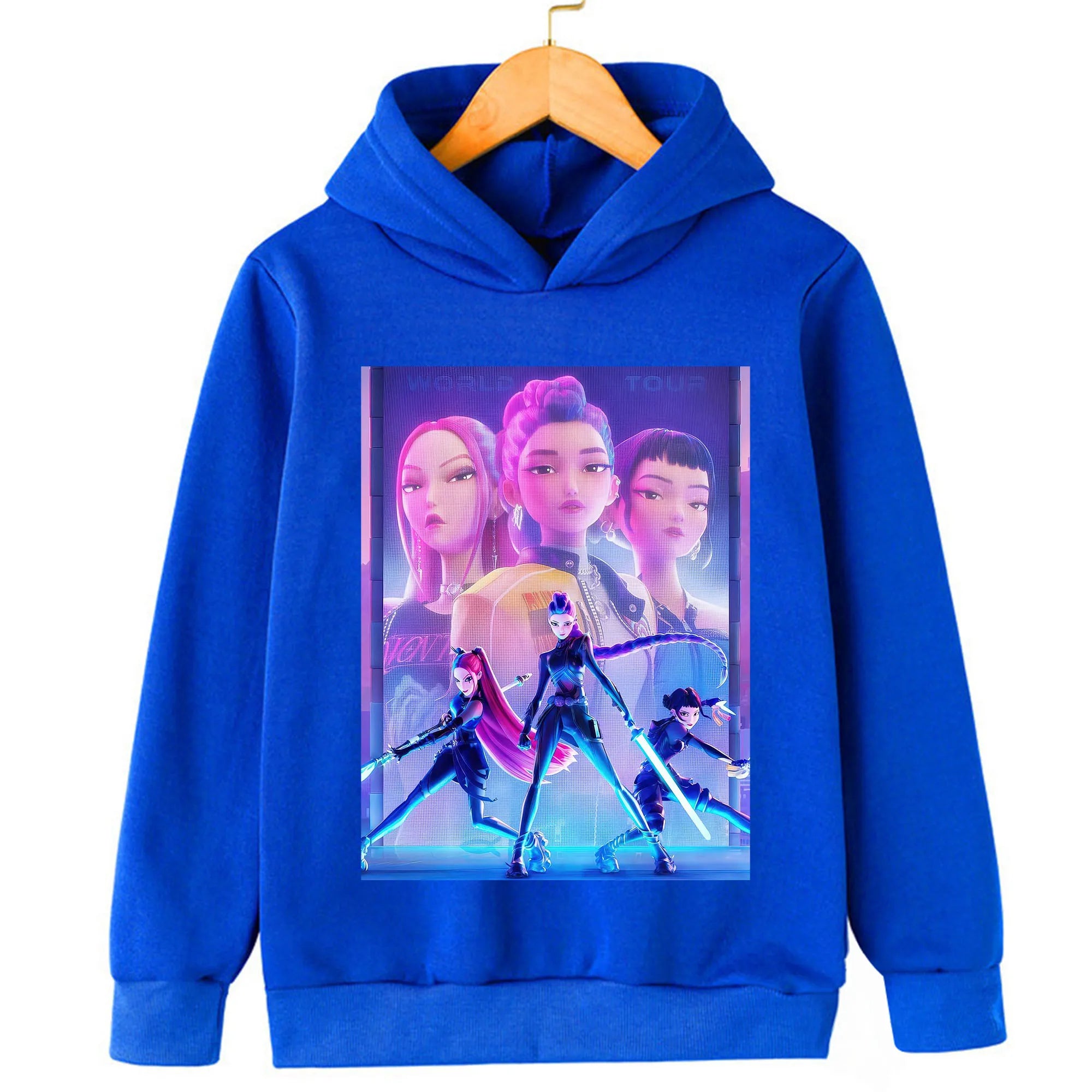 Kpop Hunter Print Spring and Autumn Children's Hooded Fashion, Casual, Comfortable Sports Hoodie