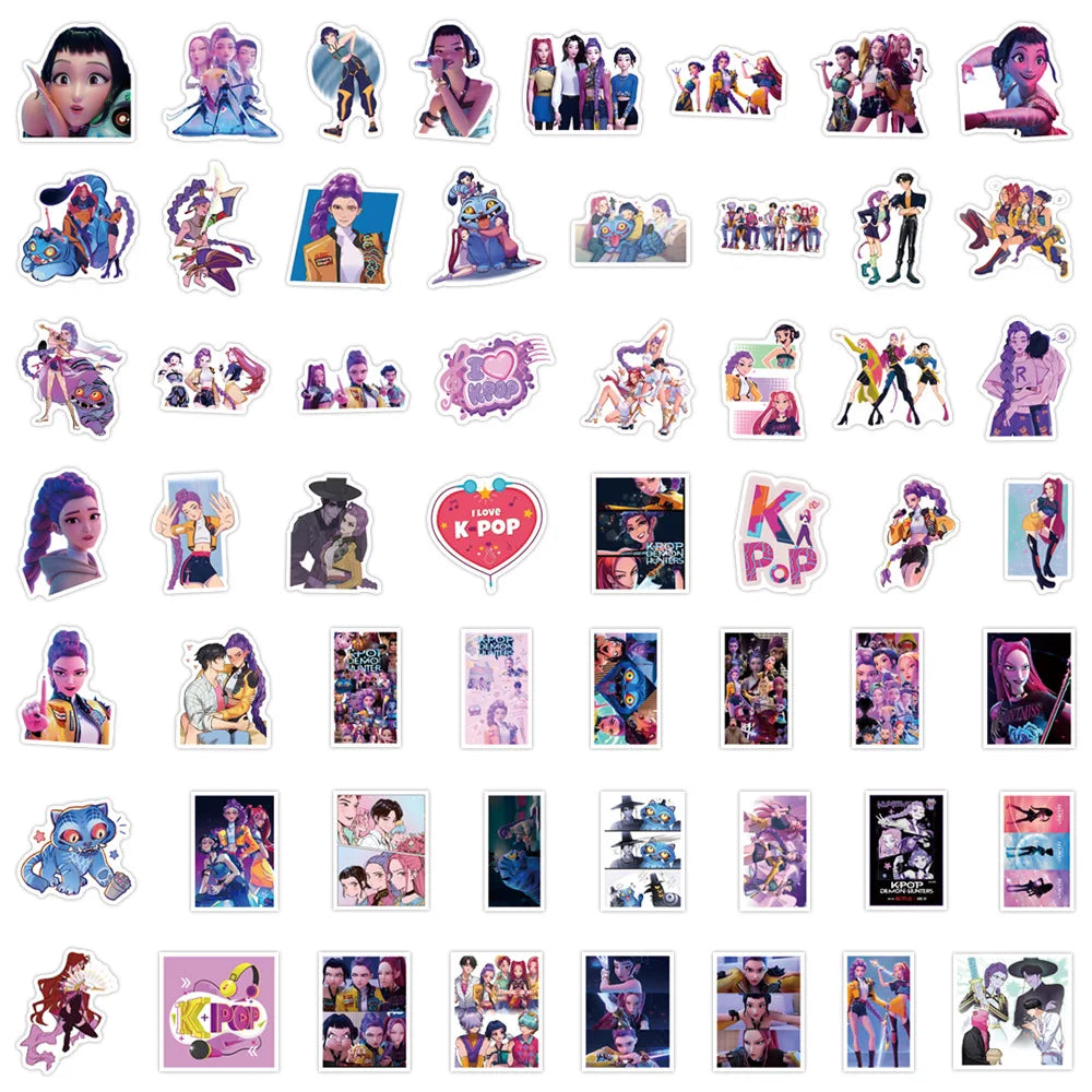 10/55PCS Animated Movie KPop Demon Hunters Stickers Personalized Cool Creative Decorative Water Cup Mobile Case Waterproof Decal