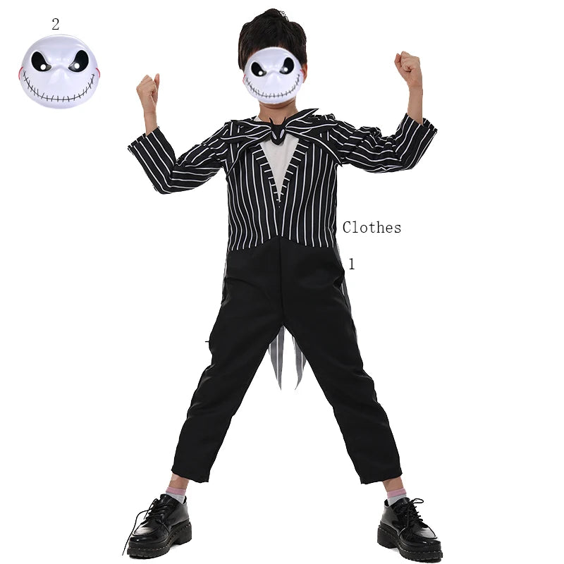 Halloween Costumes for Girls Black Jumpsuit for Boys Witch Cosplay Dress Christmas for Kids Party Dress Up Carnival Clothes