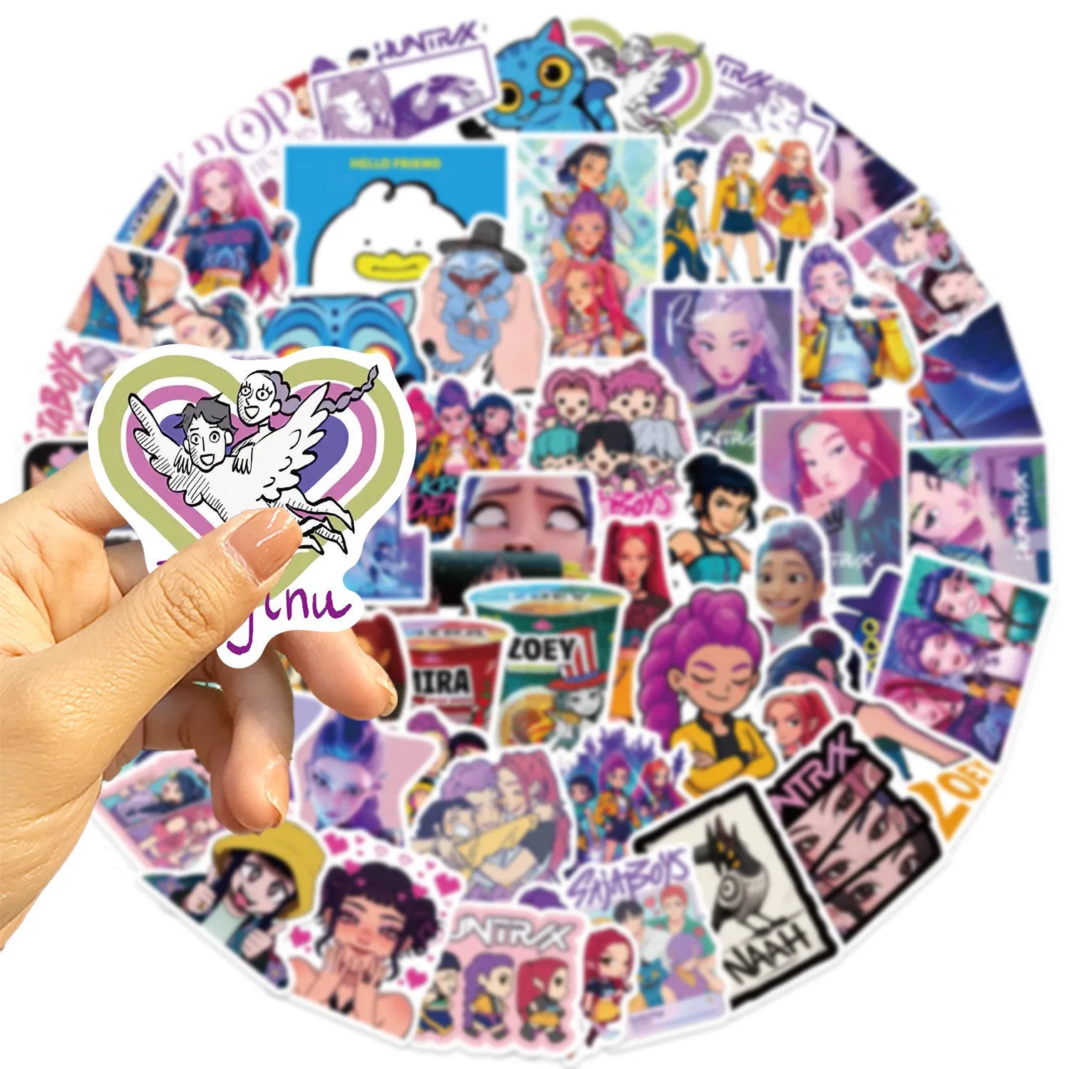 60PCS K-POP DEMON HUNTERS HUNTR/X Cartoon Graffiti Stickers Phone Guitar Laptop Notebook Suitcase Waterproof Sticker Kids Toys