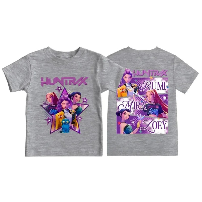 Kpop Demon Hunters Print Graphic Tshirt Summer Kids Clothes 2025 Movie T Shirt Girls Boys Short Sleeve Tops Comfortable T-shirt