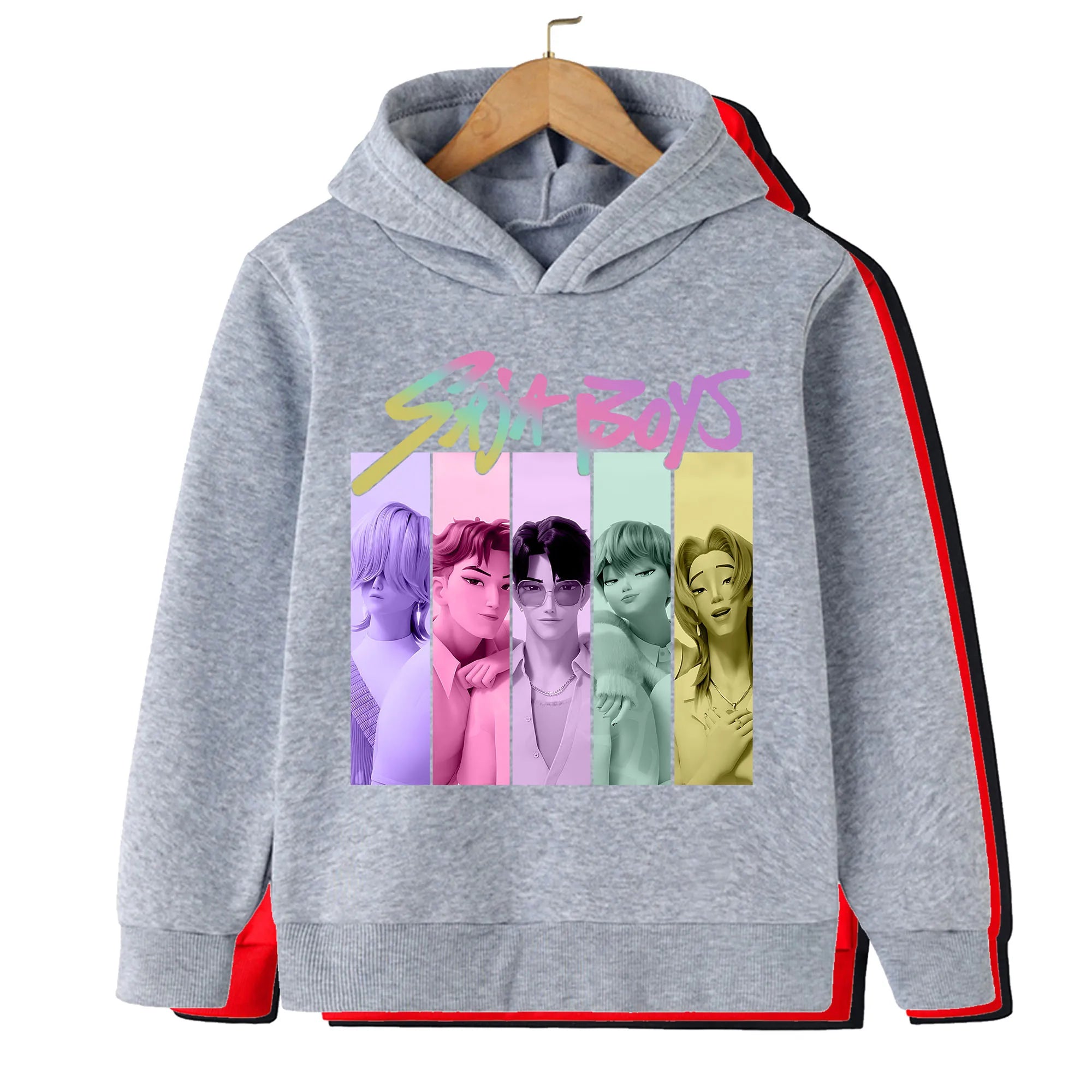 Kpop Hunter Print Spring and Autumn Children's Hooded Fashion, Casual, Comfortable Sports Hoodie